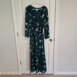 Premier Amour Green Floral Dress Size 14 100% Polyester